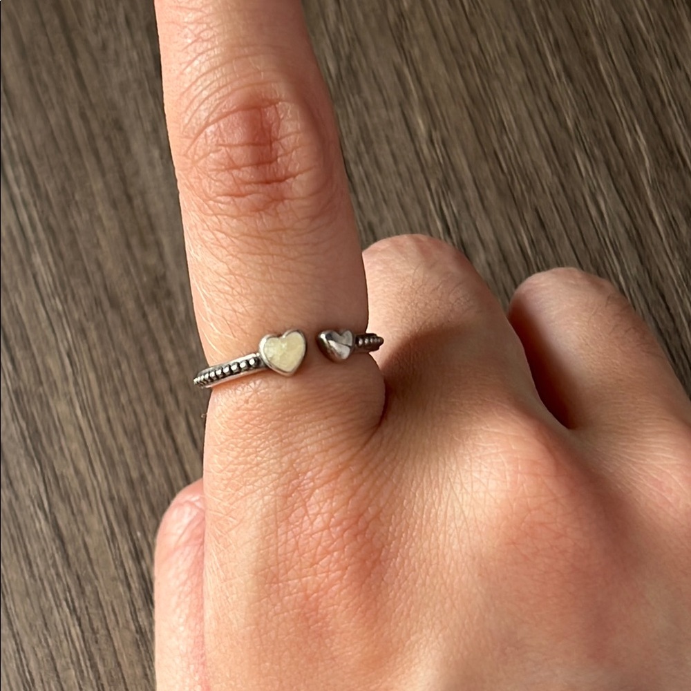 Pandora double heart open ring